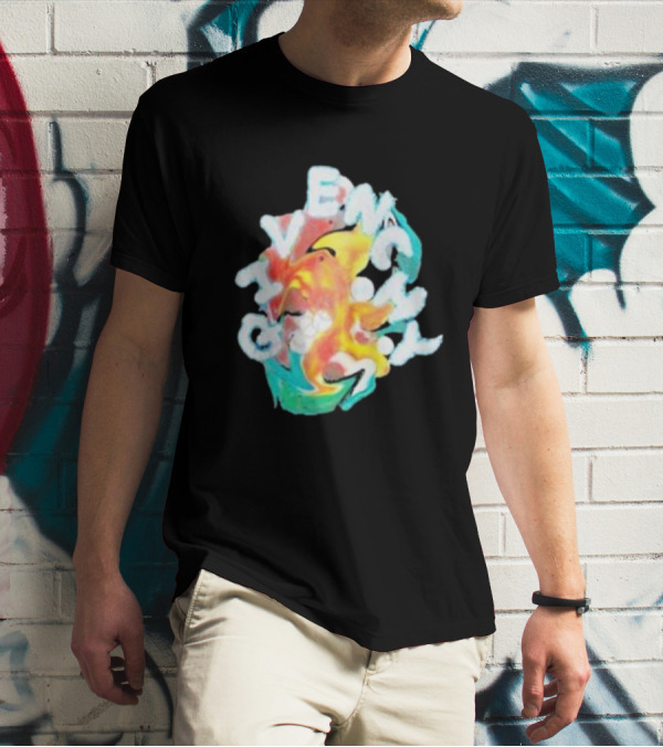 Louis Tomlinson Givenchy Psychedelic Oversized Top Colorful Swirl Text T-Shirt
