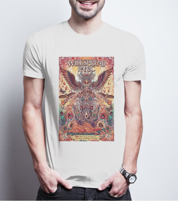 Widespread Panic Jun 21 22 23 2024 Red Rocks Amphitheatre CO Psychedelic Owl T-Shirt