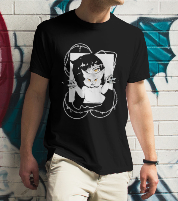 Aspens Cat Attack White Cat And Chains T-Shirt