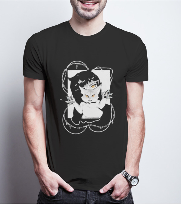 Aspens Cat Attack White Cat And Chains T-Shirt
