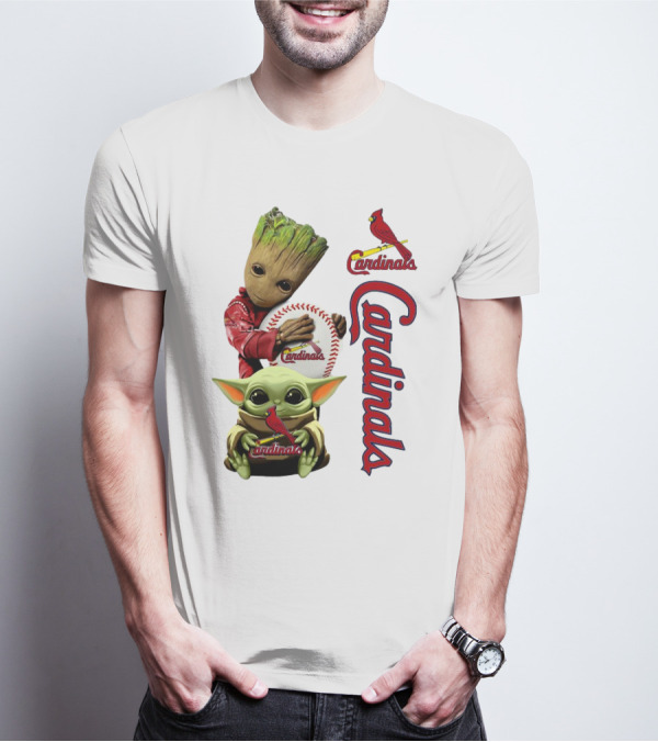 Baby Groot And Baby Yoda Hugging St. Louis Cardinals Baseball T-Shirt