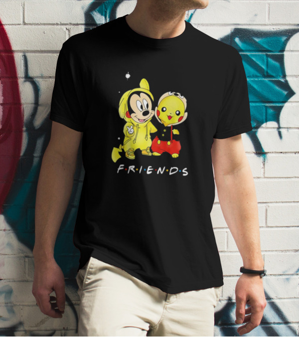 Baby Mickey Mouse And Pikachu Friends Christmas T-Shirt