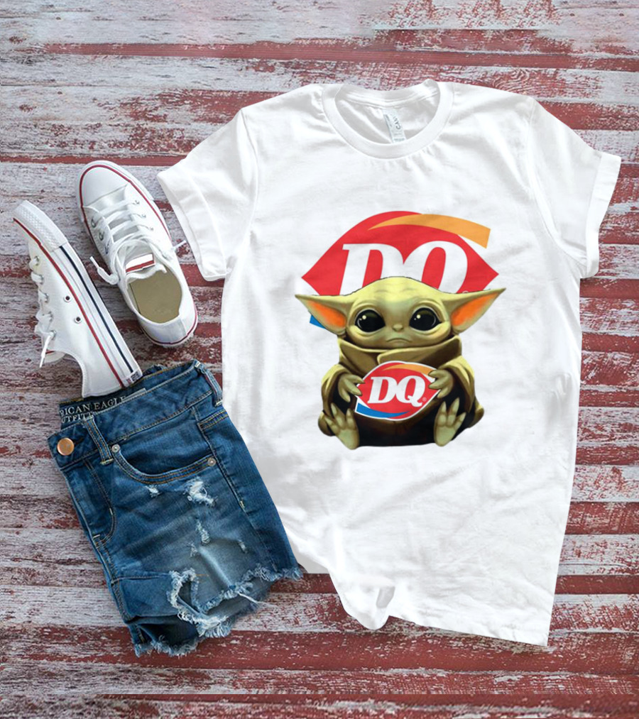 Baby Yoda With DQ Logo Hug T-Shirt
