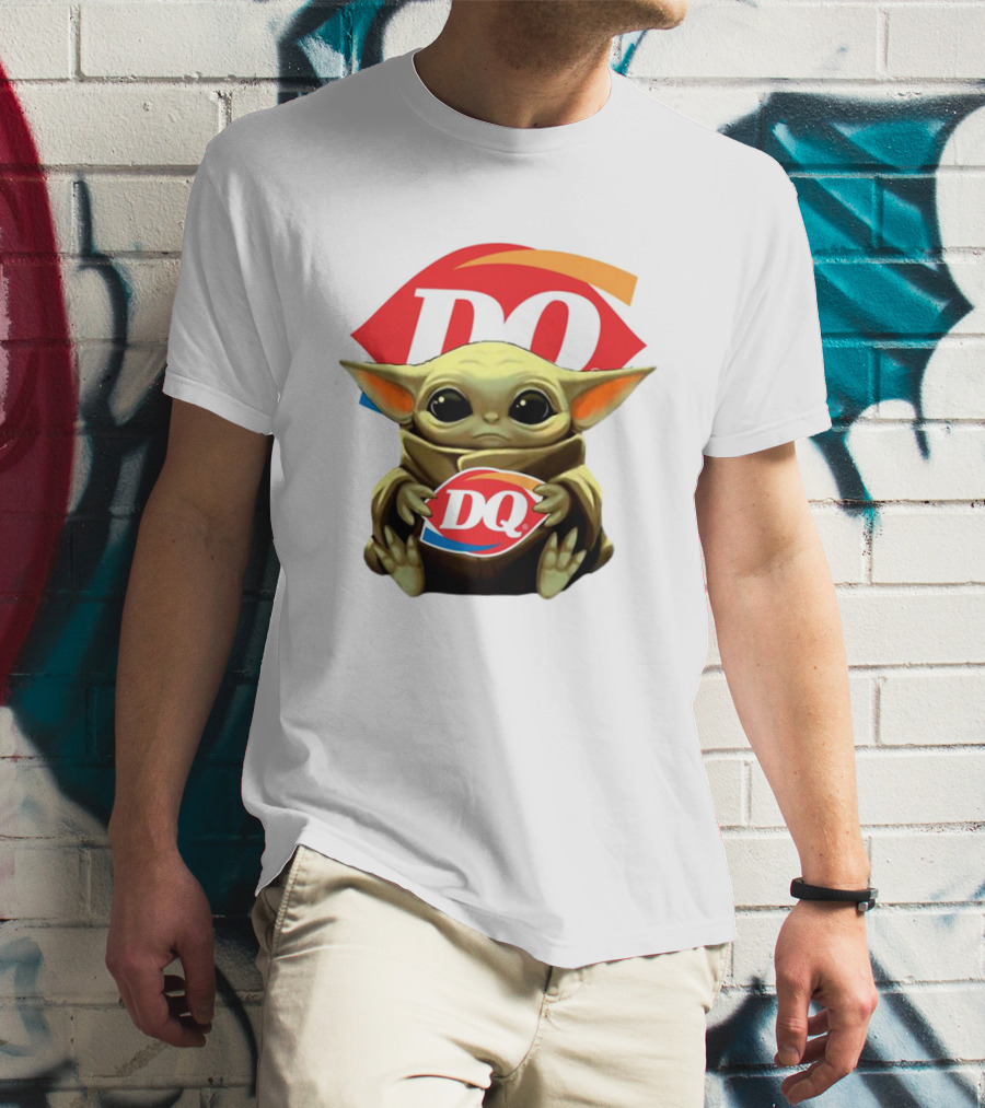 Baby Yoda With DQ Logo Hug T-Shirt