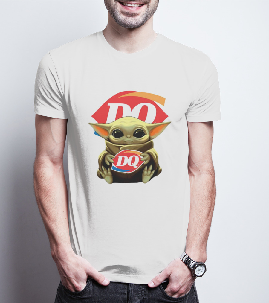 Baby Yoda With DQ Logo Hug T-Shirt