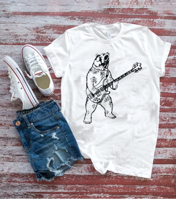 Bear Playing Bass Guitar Rocking Out T-Shirt