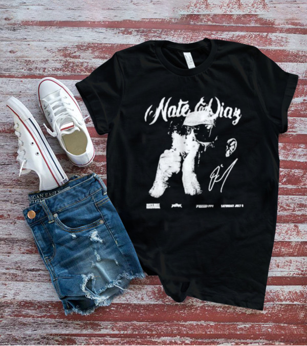 Nate Diaz Big Face Smoke Saturday July 6 Black Hat Mafia 육백팔십팔 Pshhoppy T-Shirt