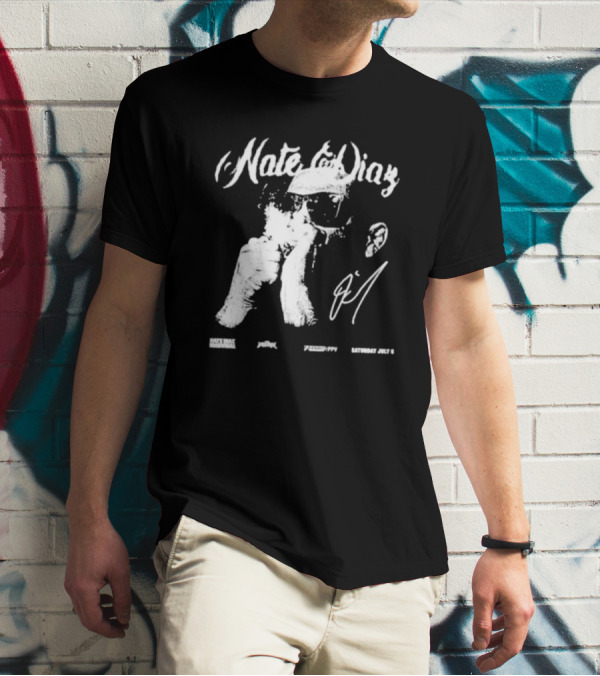 Nate Diaz Big Face Smoke Saturday July 6 Black Hat Mafia 육백팔십팔 Pshhoppy T-Shirt