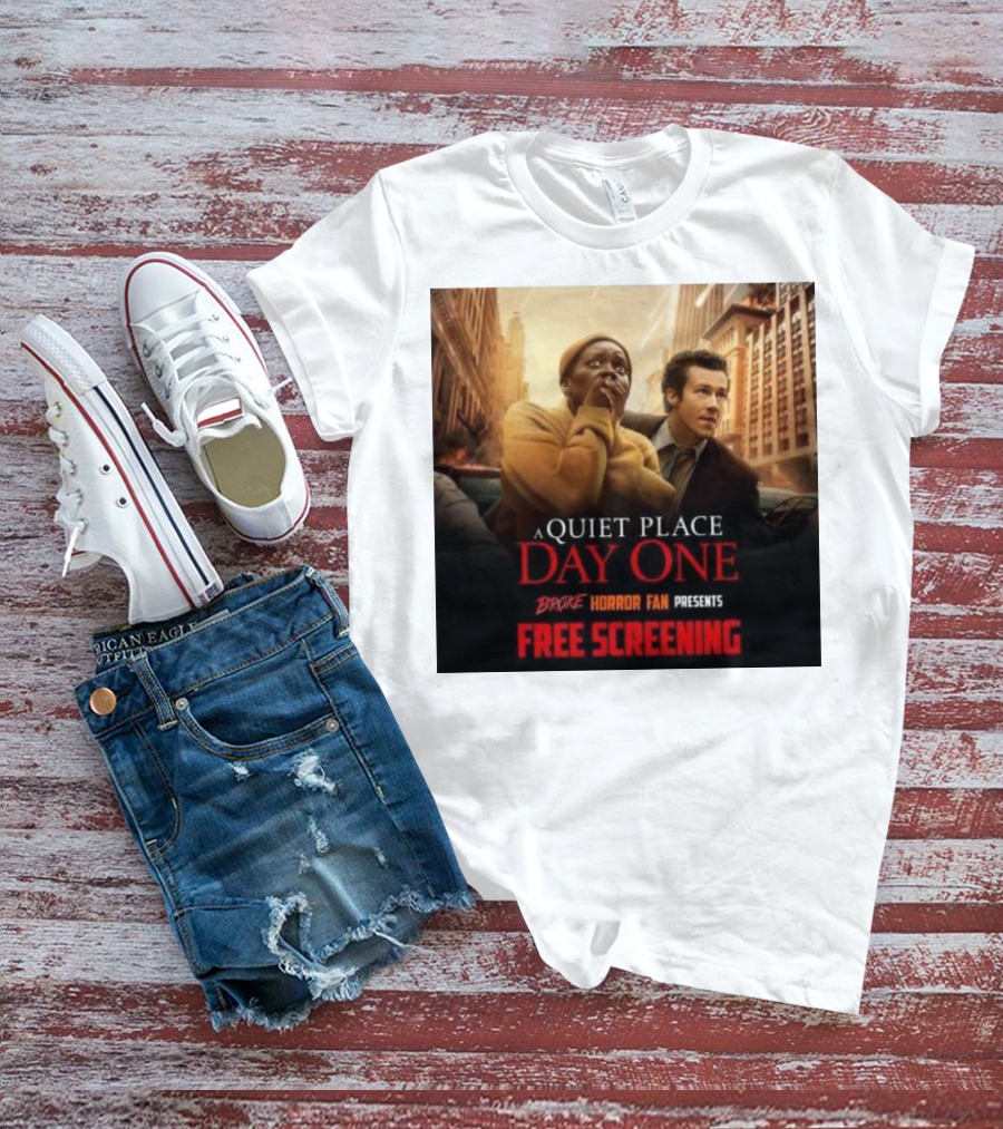 A Quiet Place Day One Broke Horror Fan Presents Free Screening Urban Escape Scene T-Shirt