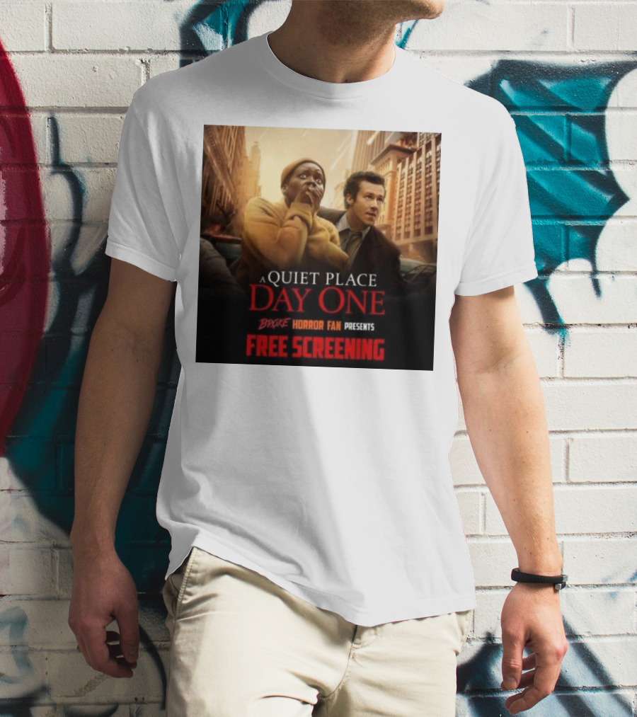 A Quiet Place Day One Broke Horror Fan Presents Free Screening Urban Escape Scene T-Shirt