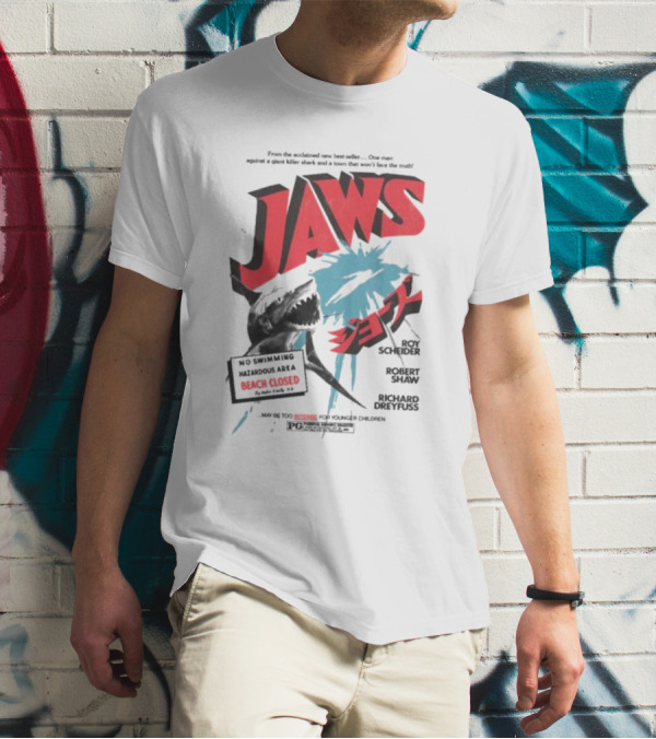Jaws From The Acclaimed New Best Seller One Man Against A Giant Killer Shark And A Town That Won’t Face The Truth Beach Closed T-Shirt