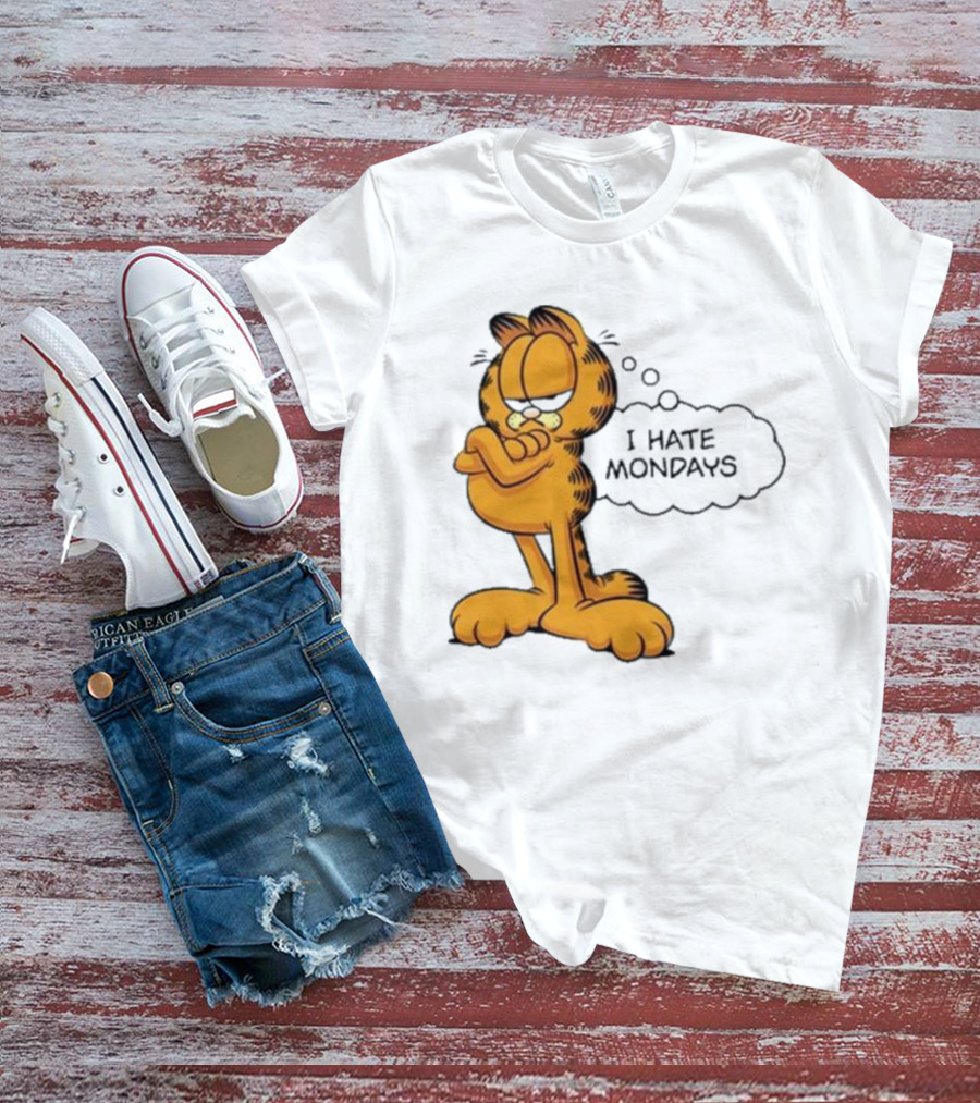 Garfield Comic Character Stating I Hate Mondays With Crossed Arms T-Shirt