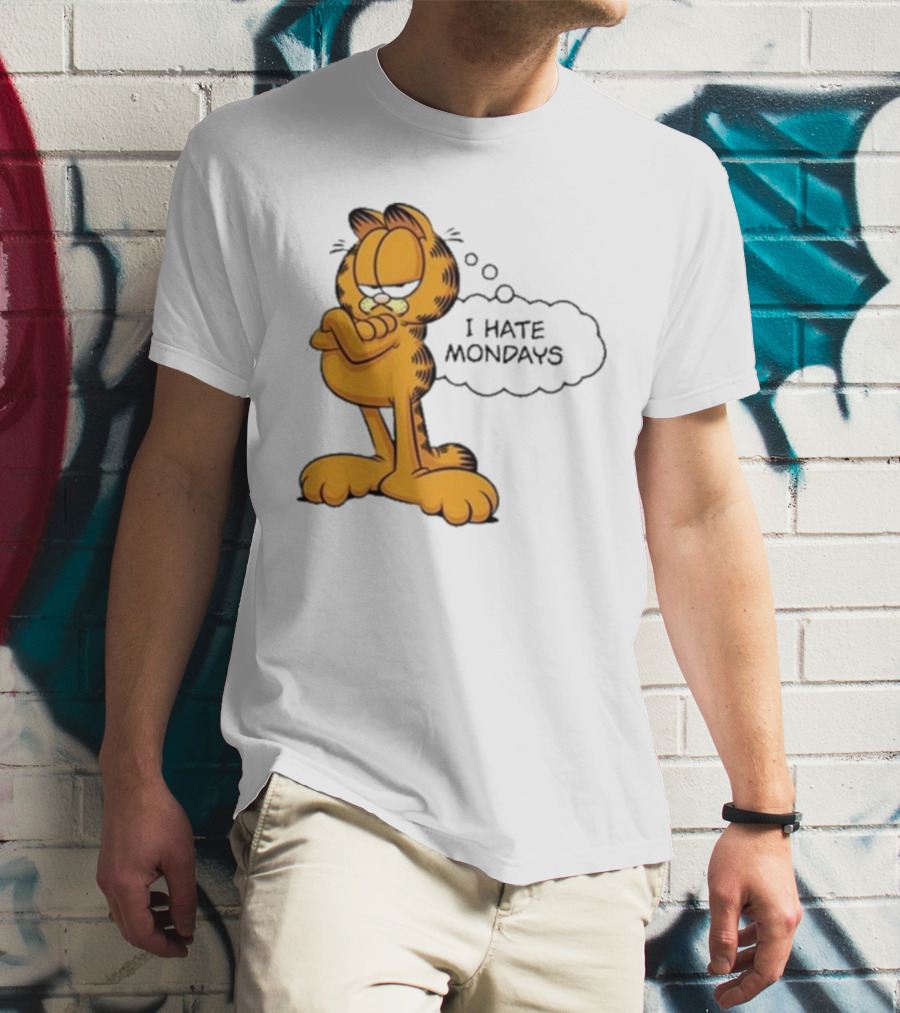 Garfield Comic Character Stating I Hate Mondays With Crossed Arms T-Shirt