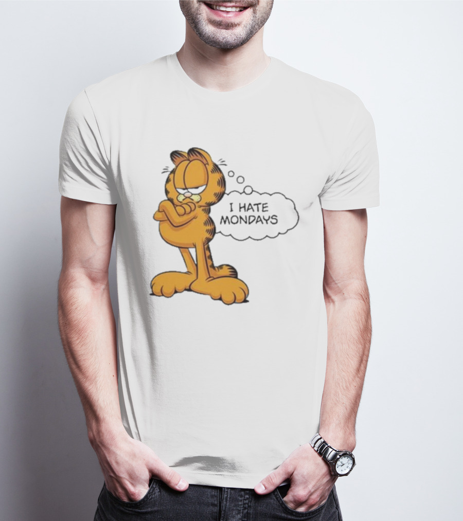 Garfield Comic Character Stating I Hate Mondays With Crossed Arms T-Shirt