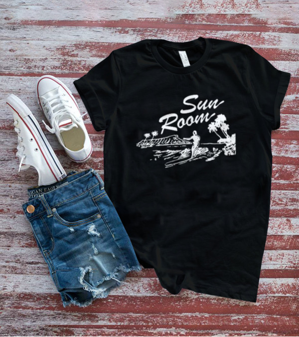 Sun Room Red Coastal Surfer Island Palms Scene T-Shirt