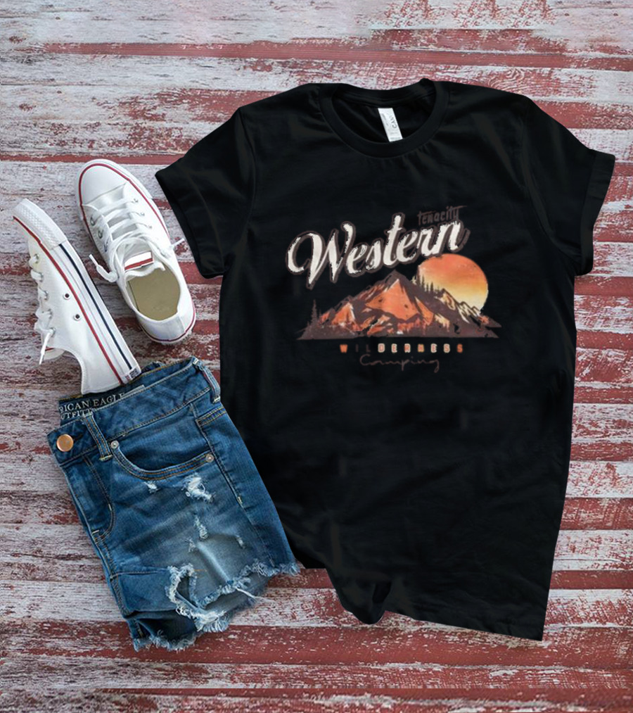 Western Tenacity Wilderness Camping Moonlit Mountains T-Shirt