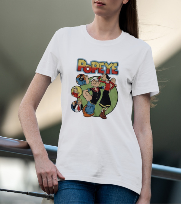 Popeye Olive Oyl Bluto Wimpy Cartoon Classic Characters T-Shirt