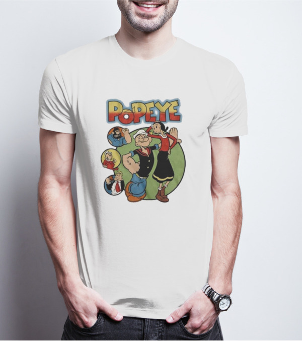 Popeye Olive Oyl Bluto Wimpy Cartoon Classic Characters T-Shirt