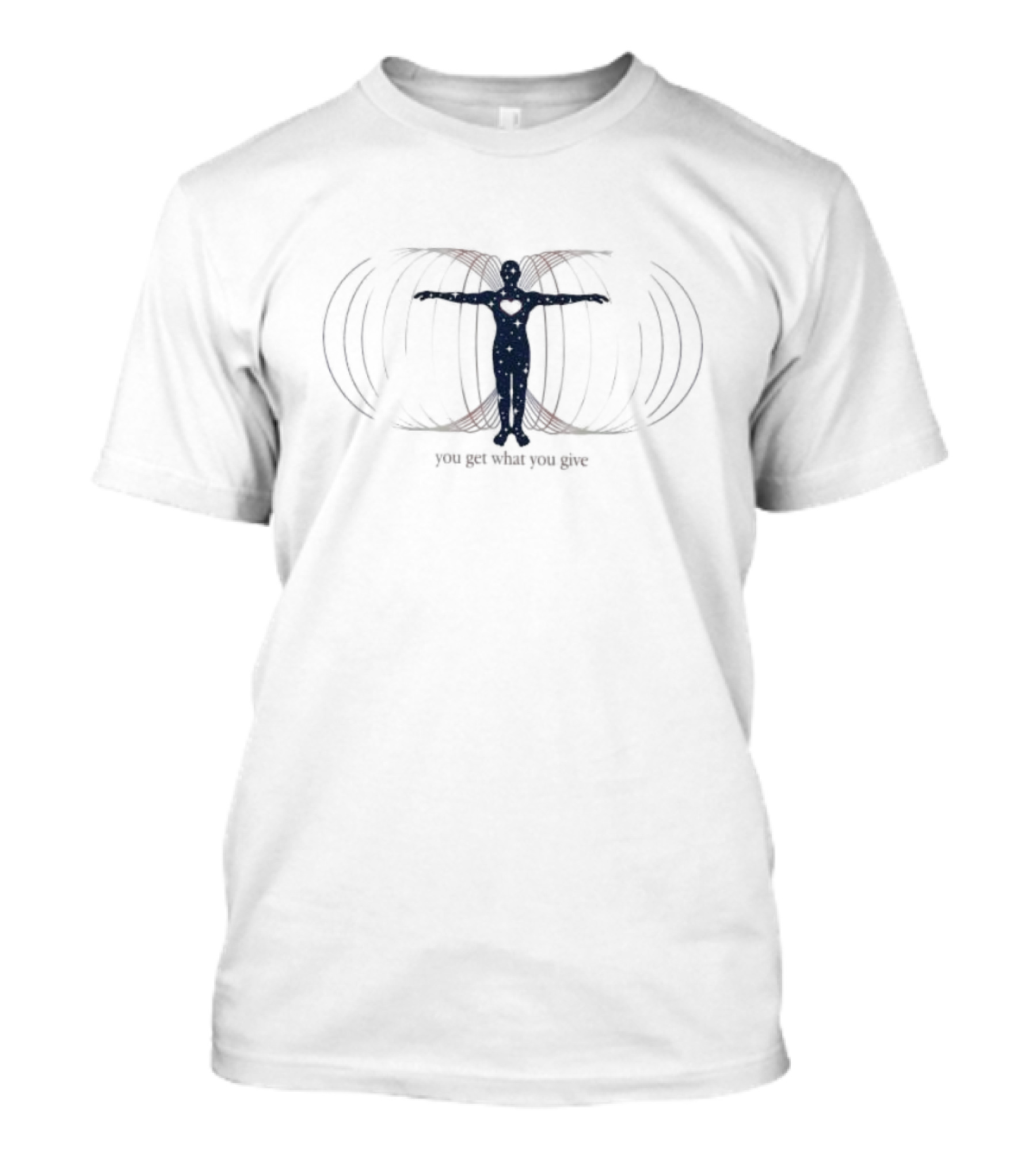 You Get What You Give Reciprocation Baseball Human Heart Energy Lines T-Shirt