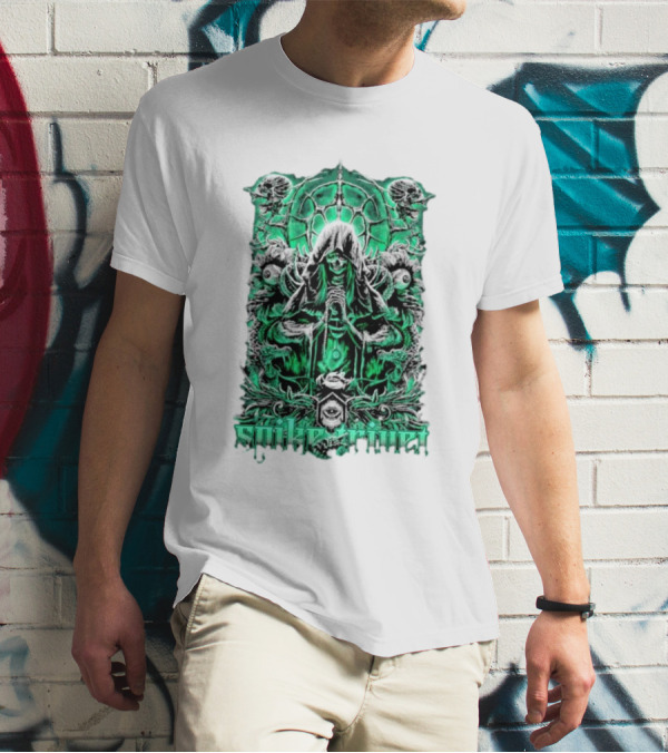 Soul Taker Spike Trivet Green Hooded Figure With Ornate Gothic T-Shirt