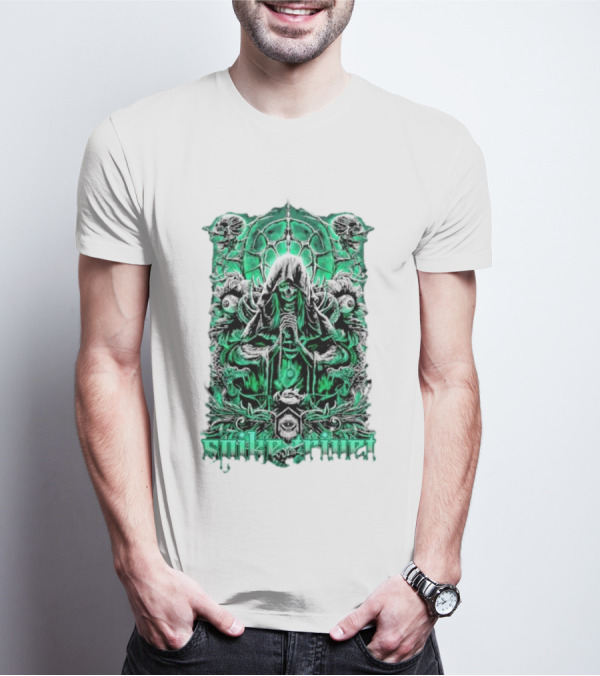 Soul Taker Spike Trivet Green Hooded Figure With Ornate Gothic T-Shirt