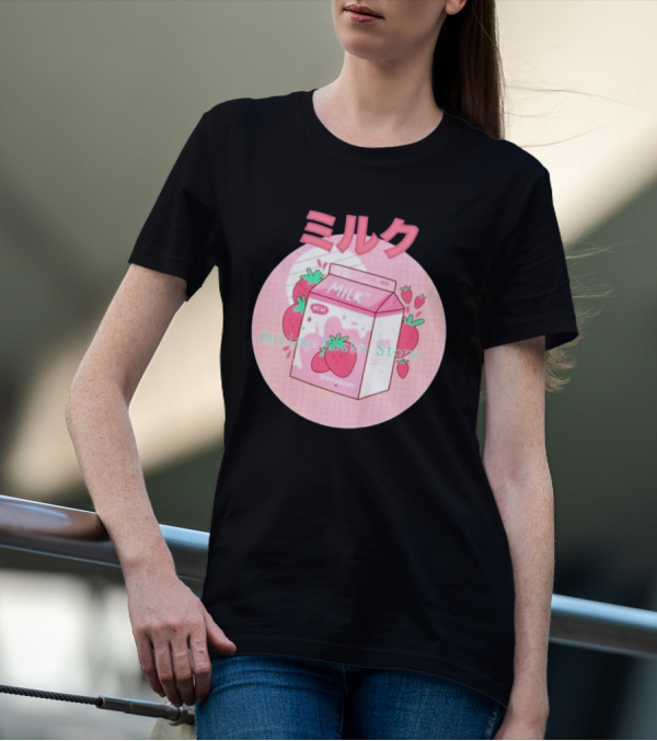 Strawberry Pink Milk Carton 90s ミルク Online Store T-Shirt