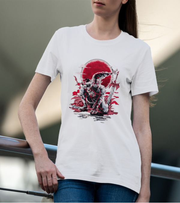 Wax And Wane Paulo Gazola Blood Moon Warrior Blade T-Shirt