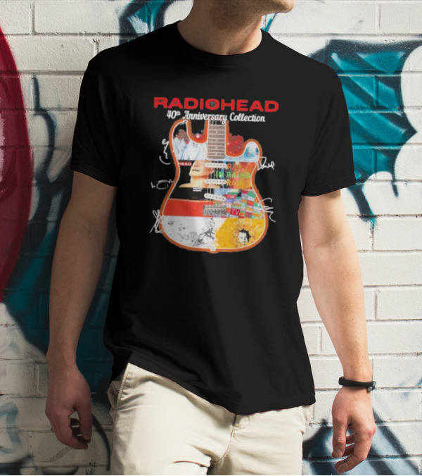 Radiohead 40th Anniversary Collection Guitar Signatures Collage T-Shirt
