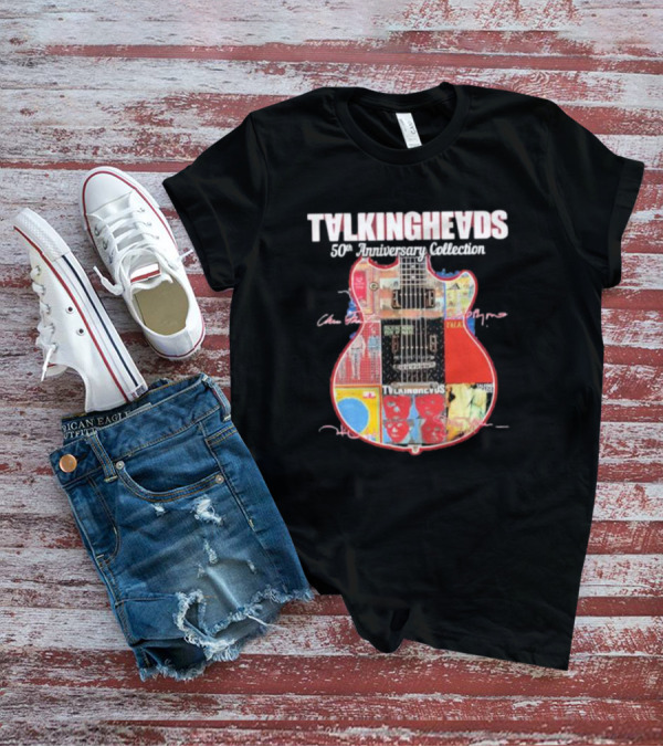 Talking Heads 50th Anniversary Collection Guitar Collage With Signatures T-Shirt
