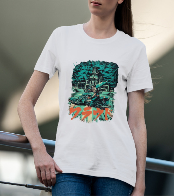 Cloud Motorcycle Slide PixelEyeBat Midgar Scene T-Shirt