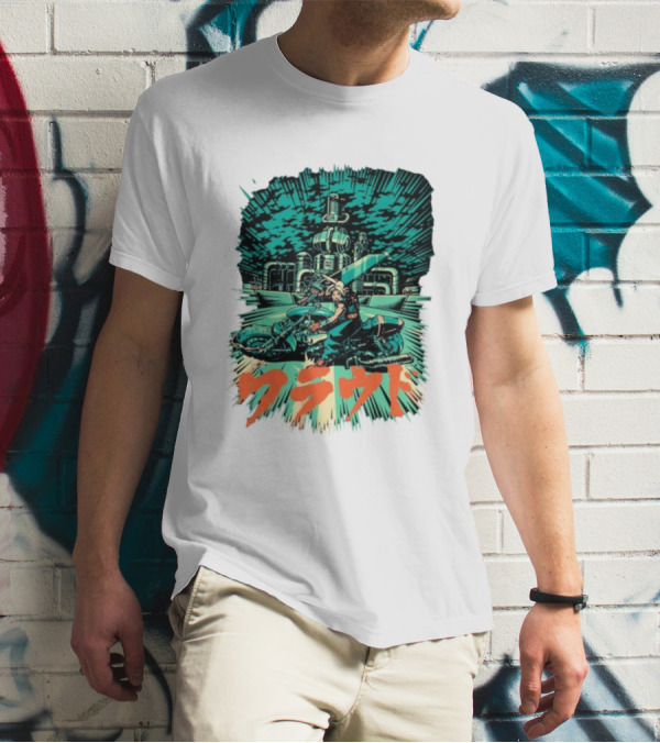Cloud Motorcycle Slide PixelEyeBat Midgar Scene T-Shirt