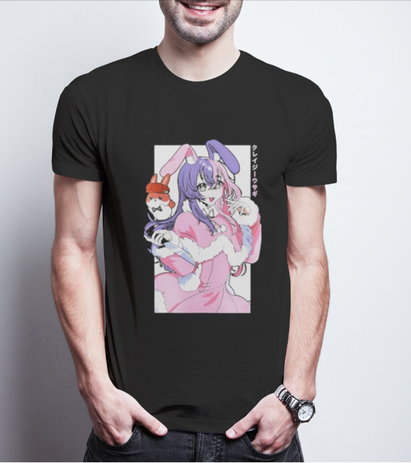 Punkalopi Gamer Supps クレイジーウサギ Bunny Anime Character T-Shirt