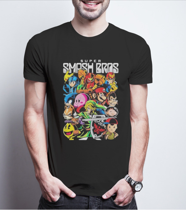 Super Smash Bros Iconic Video Game Characters Draculabyte Wario64 T-Shirt