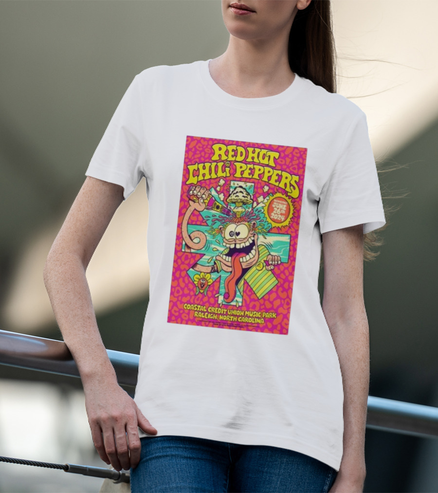 Red Hot Chili Peppers Coastal Credit Union Music Park June 26 2024 Raleigh North Carolina T-Shirt