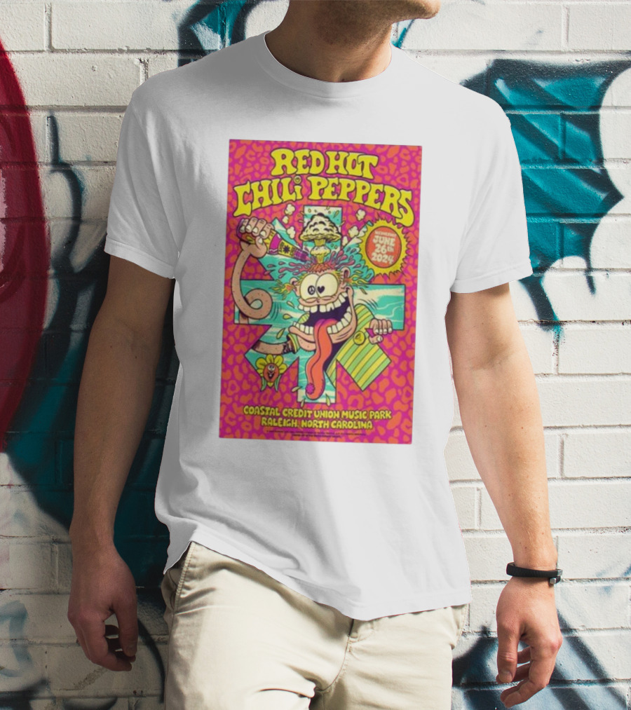 Red Hot Chili Peppers Coastal Credit Union Music Park June 26 2024 Raleigh North Carolina T-Shirt