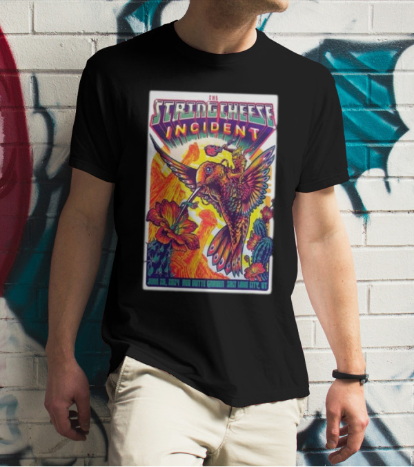 The String Cheese Incident June 26 2024 Red Butte Garden Salt Lake City UT Vibrant Hummingbird And Flowers T-Shirt