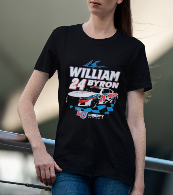 William Byron 24 Liberty University Race Car LU Signature T-Shirt
