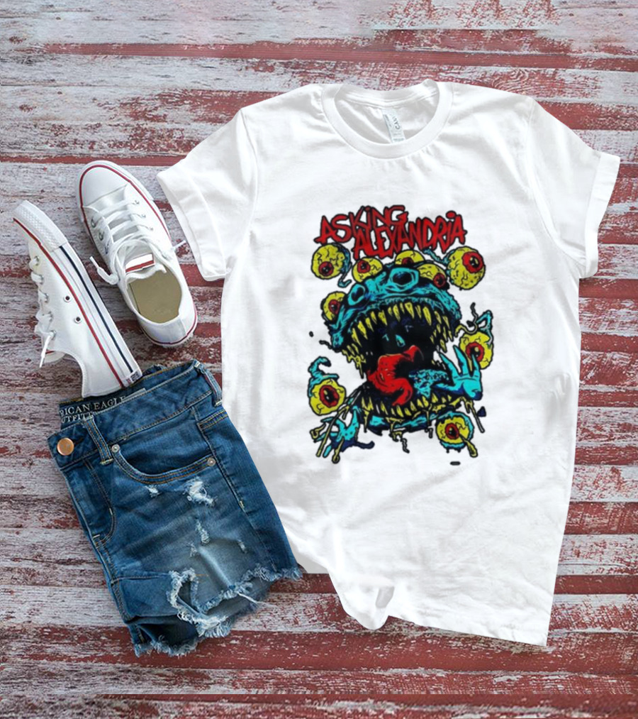 Asking Alexandria Eyeball Monster With Multiple Eyes And Fanged Mouth T-Shirt