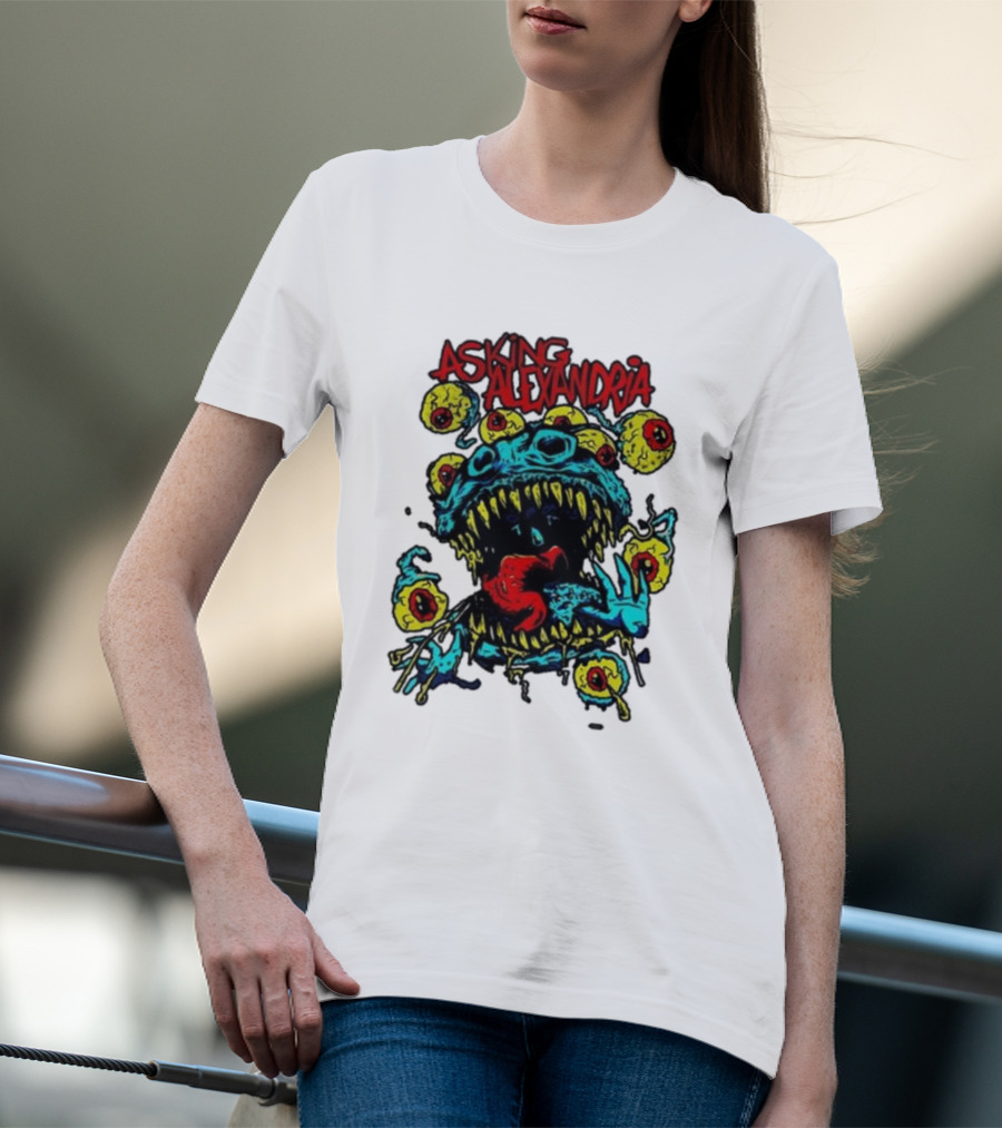 Asking Alexandria Eyeball Monster With Multiple Eyes And Fanged Mouth T-Shirt