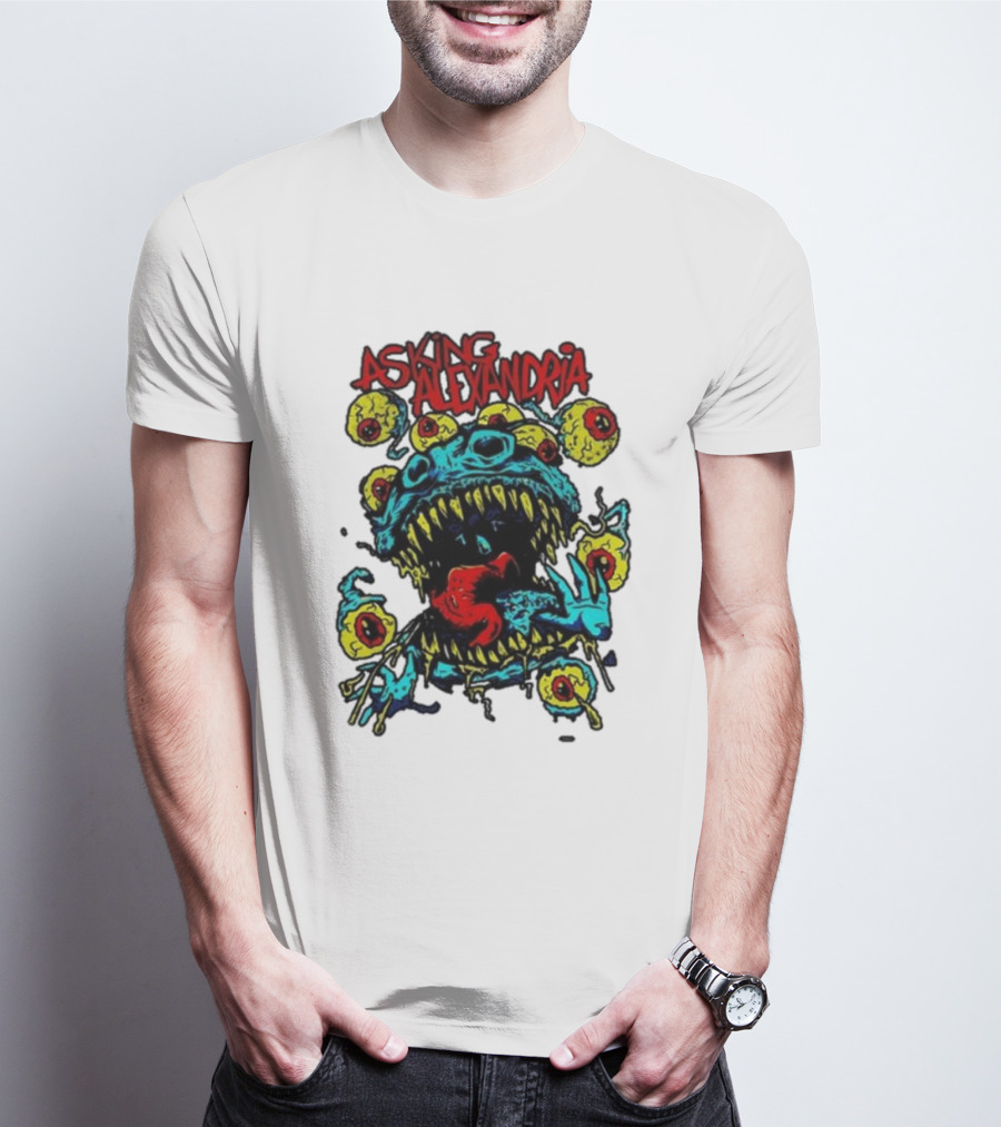 Asking Alexandria Eyeball Monster With Multiple Eyes And Fanged Mouth T-Shirt