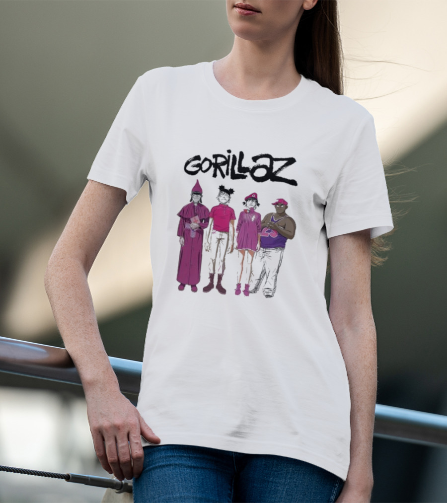 Gorillaz Cracker Island Group In Pink Outfits T-Shirt