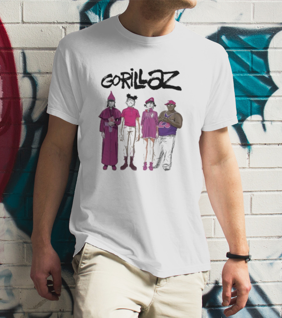 Gorillaz Cracker Island Group In Pink Outfits T-Shirt