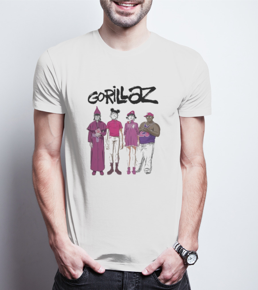 Gorillaz Cracker Island Group In Pink Outfits T-Shirt