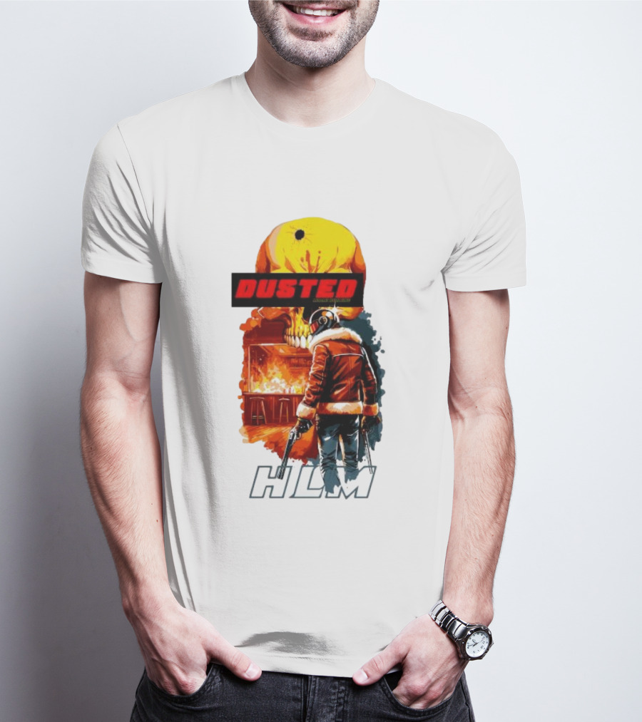 Dusted Miami Burnine Hlm Flame Skull Pilot Jacket Guns T-Shirt