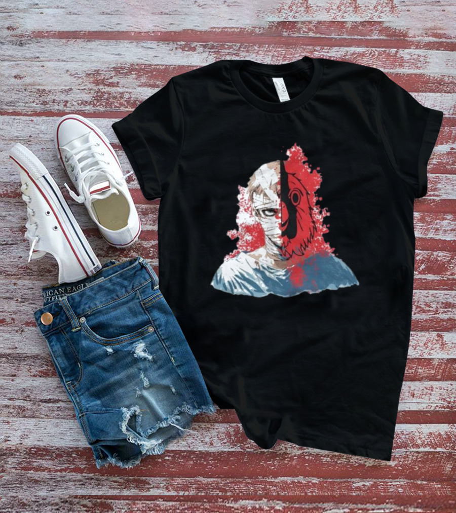 Hospital Jacket Escape Graphic Red Splatter Masked Face T-Shirt