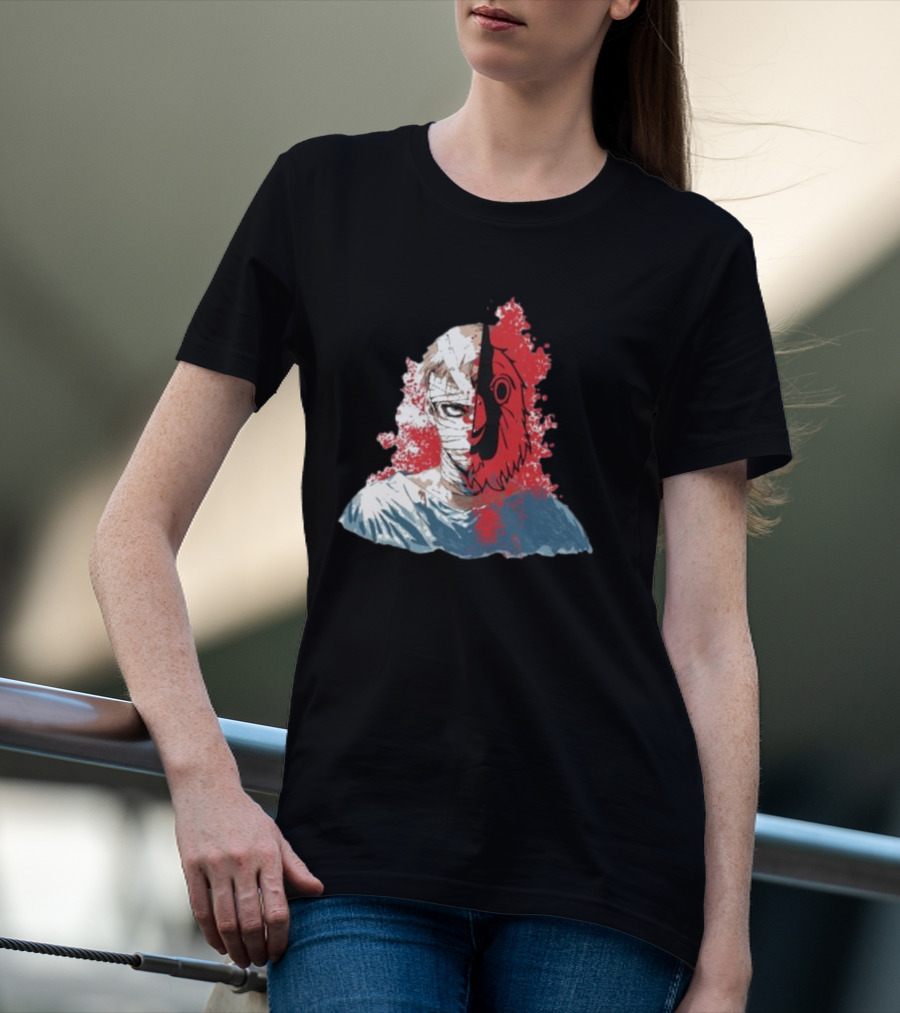 Hospital Jacket Escape Graphic Red Splatter Masked Face T-Shirt