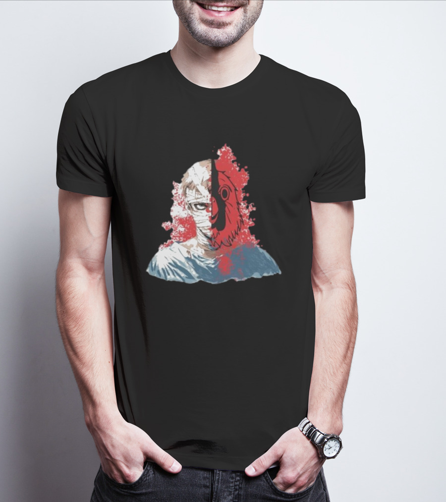 Hospital Jacket Escape Graphic Red Splatter Masked Face T-Shirt