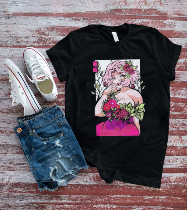 Ph1lza Game Supp Floral Anime Character T-Shirt