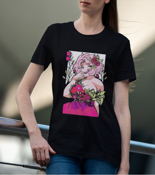 Ph1lza Game Supp Floral Anime Character T-Shirt