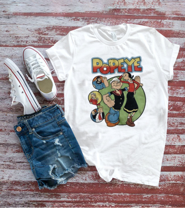 Popeye And Olive Oyl Cartoon Characters Sailor Spinach Classic Animation T-Shirt